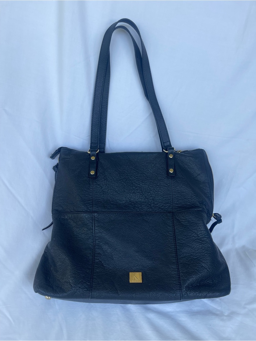 Kooba Black Leather Shoulder Tote with Gold Hardware